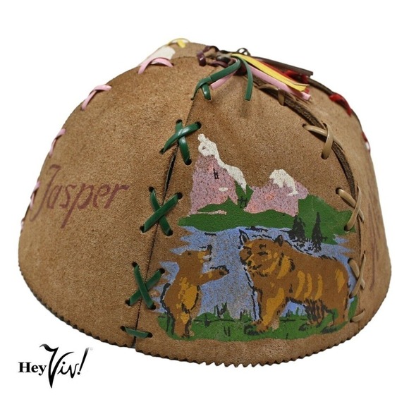 Vintage 60s Mental Health Industries Canada Scenes Souvenir Child Cap Beanie Hat - Picture 2 of 11